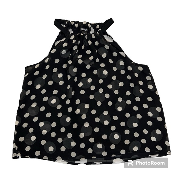 5/$20 Style & Co Silk Polka Dot Bare Shoulder Flowy Top - Picture 2 of 9